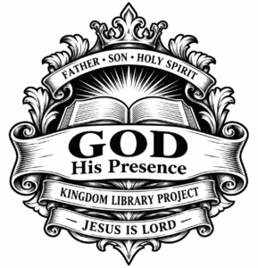 Kingdom Library Project emblem — God His Presence, Father, Son, Holy Spirit, Jesus is Lord